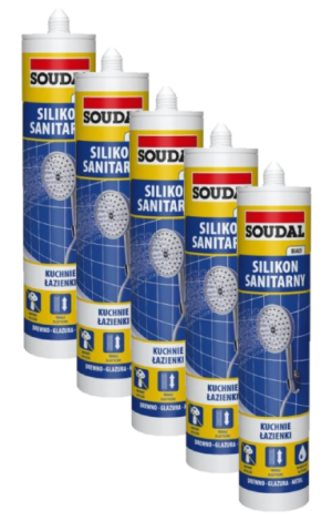 Pakiet 5 szt: Silikon sanitarny czarny Soudal po terminie