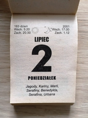 Kartka z kalendarza 2001