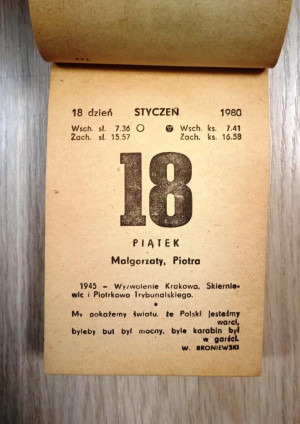 Kartka z kalendarza 1980
