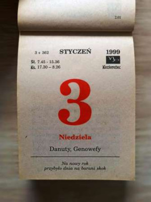 Kartka z kalendarza 1999