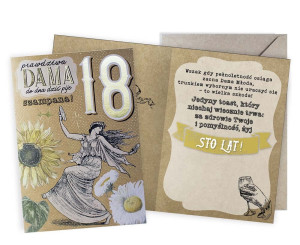 Kartka Vintage na 18 urodziny damskie