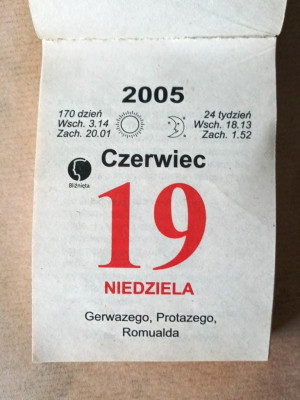 Oryginalny pomysł na prezent urodzinowy. Kartka z kalendarza 2005 | Prezent na 20 urodziny