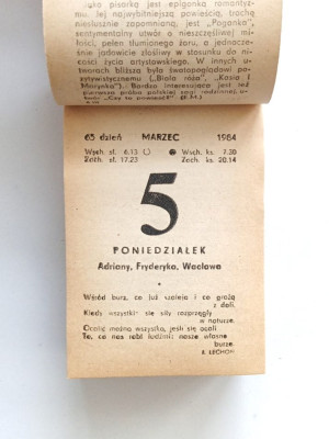 Kartka z kalendarza 1984