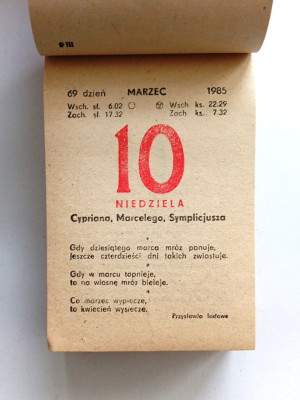 Kartka z kalendarza 1985