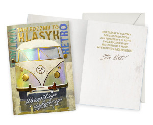 Kartka urodzinowa Retro VW Ogórek
