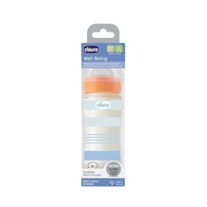 Μπιμπερό Γυάλινο Well Being Anti-Colic 0m+ Γαλάζιο 240ml