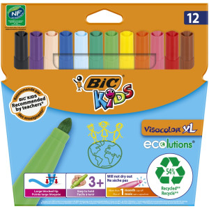 Μαρκαδόροι Ζωγραφικής Kids Visacolor XL Διάφορα Χρώματα 12 Τεμάχια