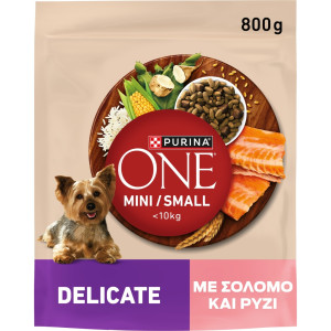Σκυλοτροφή Delicate Mini Σολομός και Ρύζι 800g