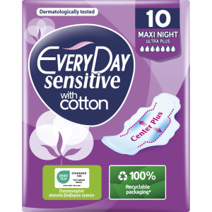 Σερβιέτες Sensitive Maxi Night Ultra Plus 10 Τεμάχια