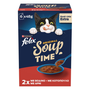 Γατοτροφή Soup Original με Βοδινό Κοτόπουλο Αρνί 6x48g
