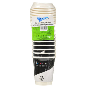 Ποτήρια Χάρτινα 250ml με Καπάκι Διπλό Τοίχωμα 10 Τεμάχια