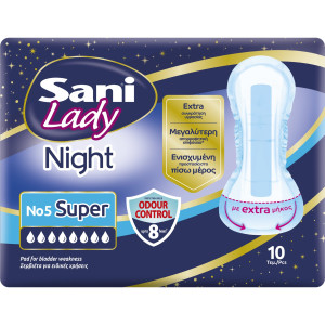 Σερβιέτες Ακράτειας Lady Night Super No5 10 Τεμάχια