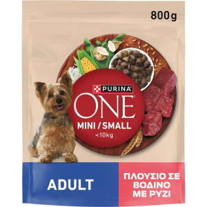 Σκυλοτροφή One Mini Adult Βοδινό Με Ρύζι 800 gr