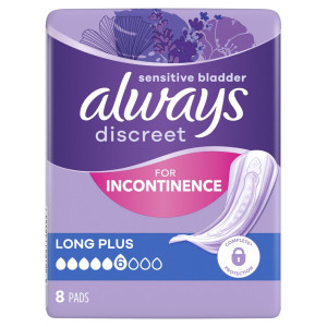 Σερβιέτες Ακράτειας Discreet Long Plus 8 Τεμάχια
