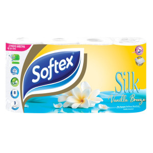 Χαρτί Υγείας Silk Vanilla 3 Φύλλα 8 Ρολά 760g