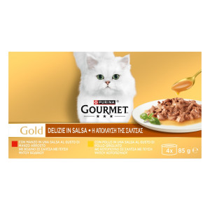 Γατοτροφή Gourmet Gold Βοδινό & Κοτόπουλο 4x85g