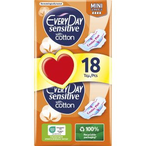 Σερβιέτες Sensitive Cotton Ultra Plus Mini Economy 18 Τεμάχια
