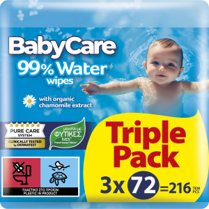 Baby Wipes 99% Water 3x72 Τεμάχια