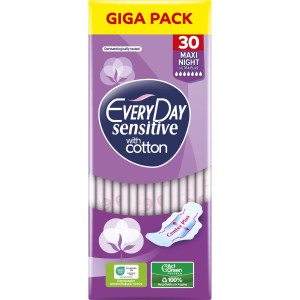Σερβιέτες Sensitive Cotton Maxi Night Ultra Plus 30 Τεμάχια