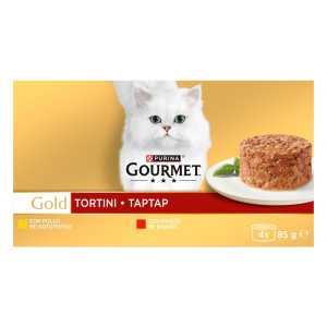 Γατοτροφή Gold Tartar Βοδινό Κοτόπουλο 4X85 gr