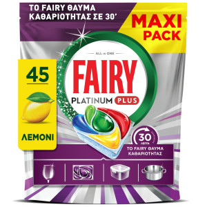 Κάψουλες Πλυντηρίου Πιάτων Platinum Plus Miracle Λεμόνι 45 Τεμάχια