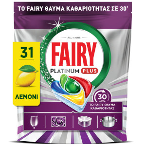 Κάψουλες Πλυντηρίου Πιάτων Platinum Plus Miracle Λεμόνι 31 Τεμάχια
