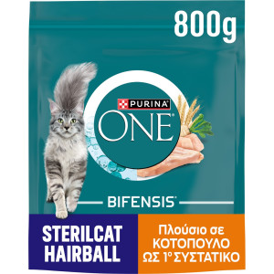 Γατοτροφή Sterilcat Hairball Κοτόπουλο Δημητριακά 800g