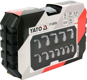 YT-38550 YATO YATO Jeu de clés à douille ouvertes articulées 3/8" 8-19mm 12 pcs acier crv yt-38550