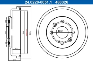 24.0220-0051.1 ATE Tambour de frein