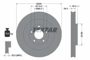 92336003 TEXTAR Disque de frein