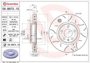 09.B972.1S BREMBO Disque de frein