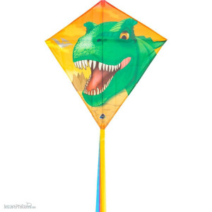 HQ 100054 - Eddy T-Rex - Kinderdrachen, ab 5 Jahren,68x68cm, inkl.17kp Polyester Schnüre,40m auf Spule