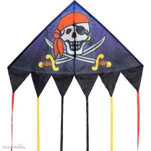 HQ 106120 - Delta Jolly Roger - Kinderdrachen, ab 5 Jahren, 95x140cm, inkl.17kp Polyester Schnüre, 40m
