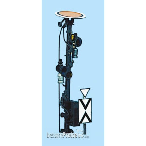 Weinert 1111 - Vr 0 / Vr 1 unbeleuchtetes Vorsignal mit mechanischem Antriebskasten am 3,4-m-Mast (H0)