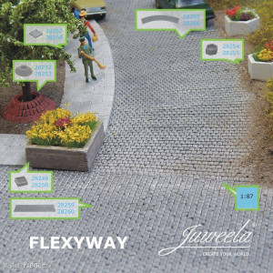Juweela H0 (1:87) 28260 - 1:87 FLEXYWAY Pflasterstraße Altstadt Kopfstein 3x Gerade