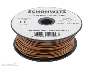 Schönwitz 51499 - 50 Meter Miniaturkabel Litze LIY 0,50mm² braun