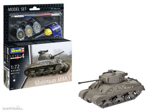 Revell 63290 - Model Set Sherman M4A1 Revell Modellbausatz mit Basiszubehör