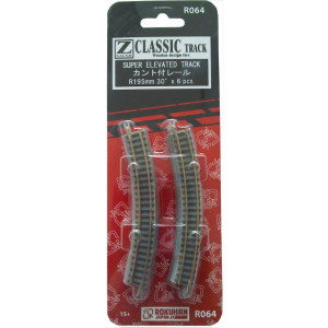 Rokuhan Z 7297064 - Gleis - überhöht - R195-30° - 6 Stück
