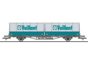 Liliput H0 (1:87) L235223 - Containertragwagen, DB, Lgjs 571.1, 440 4 621-0, mit 2 Wechselpritschen Vaillant, Ep.IV
