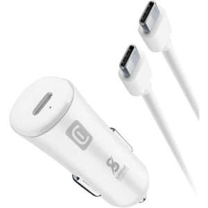 Cellular line Carregador Isqueiro Cellularline USB-C 25W + Cabo USB-C / USB-C Branco