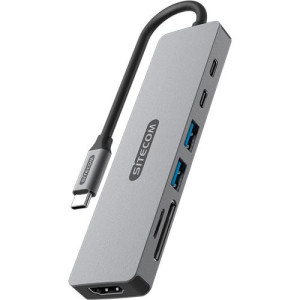 SiteCom Adaptador USB-C 7 em 1  CN-5504 - Cinzento