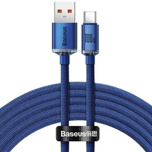Baseus Cabo USB-C  Crystal Shine  - 100W - 1.2m - Azul