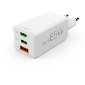 Hama Carregador  00201996 Fast Charging  2 USB-C + 1 USB-A 65 W - Branco