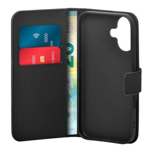 Puro Capa Destacável  Wallet em Pele para iPhone 16 - Preta