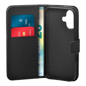 Puro Capa Destacável  Wallet em Pele para iPhone 16 Plus - Preta
