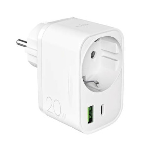 Puro Carregador USB-C / USB-A  20W Power Delivery com Tomada - Branco