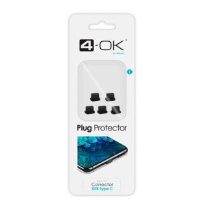 4-ok Pack de 4 Tampas Anti Sujidade 4 - OK para Apple MFI  - Preto