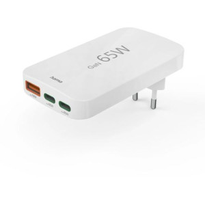 Hama Carregador GaN USB+2xUSB-C  Essential Line  65W - Branco