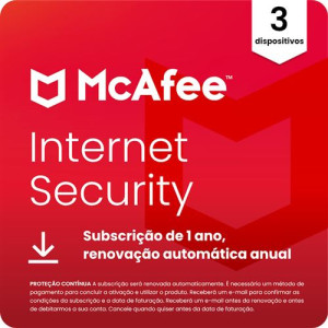 McAfee Internet Security - 3 Dispositivos - 1 Ano - Cartão Digital