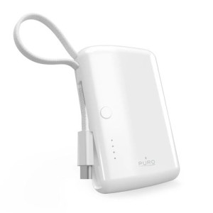 Puro Powerbank + Cabo USB-C Integrado  Power Link 10 10000mAh - Branco
